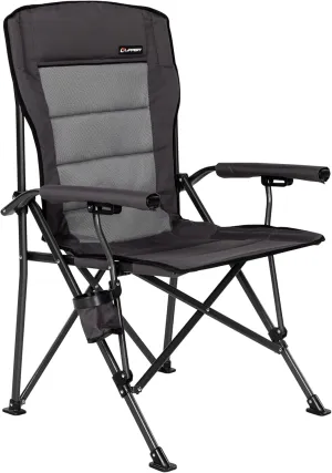 Lippert Components Scout Outdoor Folding Chair for Camping, Foldable, Steel Tube Frame, 600D Polyester, UV and Water Resistant PVC Coating, 500 lb. Weight Capacity, Dark Grey - 2021123276