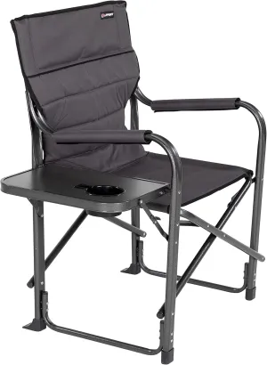 Lippert Scout Plus Director Chair with Side Table for Camping, Foldable, Steel Tube Frame, 600D Polyester, UV and Water Resistant PVC Coating, 400 lb. Weight Capacity, Dark Grey - 2021123280