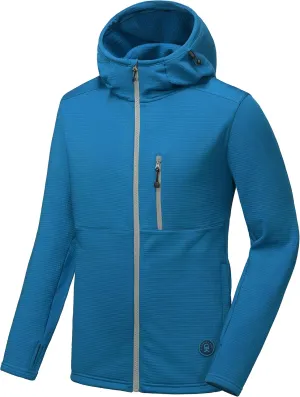 Little Donkey Andy Men's Winter Lightweight Warm Fleece Running Jacket Breathable Hooded Thermal Jacket with Thumb Holes