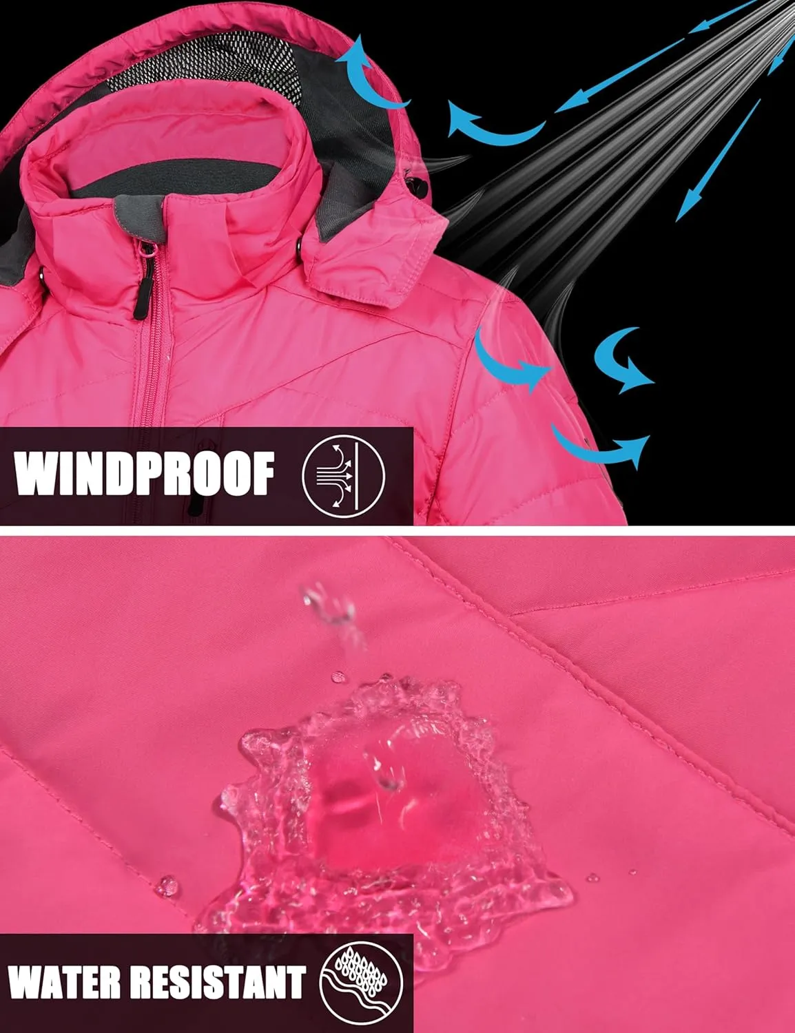 Little Donkey Andy Women's Warm Ski Jacket Water Resistant Insulated Snowboarding Jacket Windproof Winter Snow Coat
