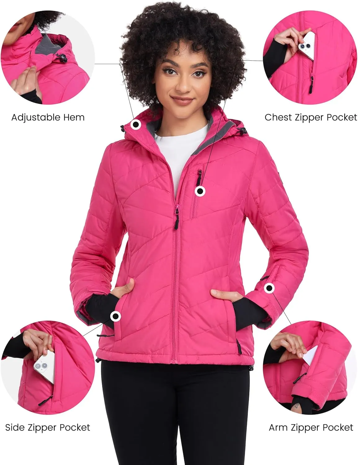 Little Donkey Andy Women's Warm Ski Jacket Water Resistant Insulated Snowboarding Jacket Windproof Winter Snow Coat