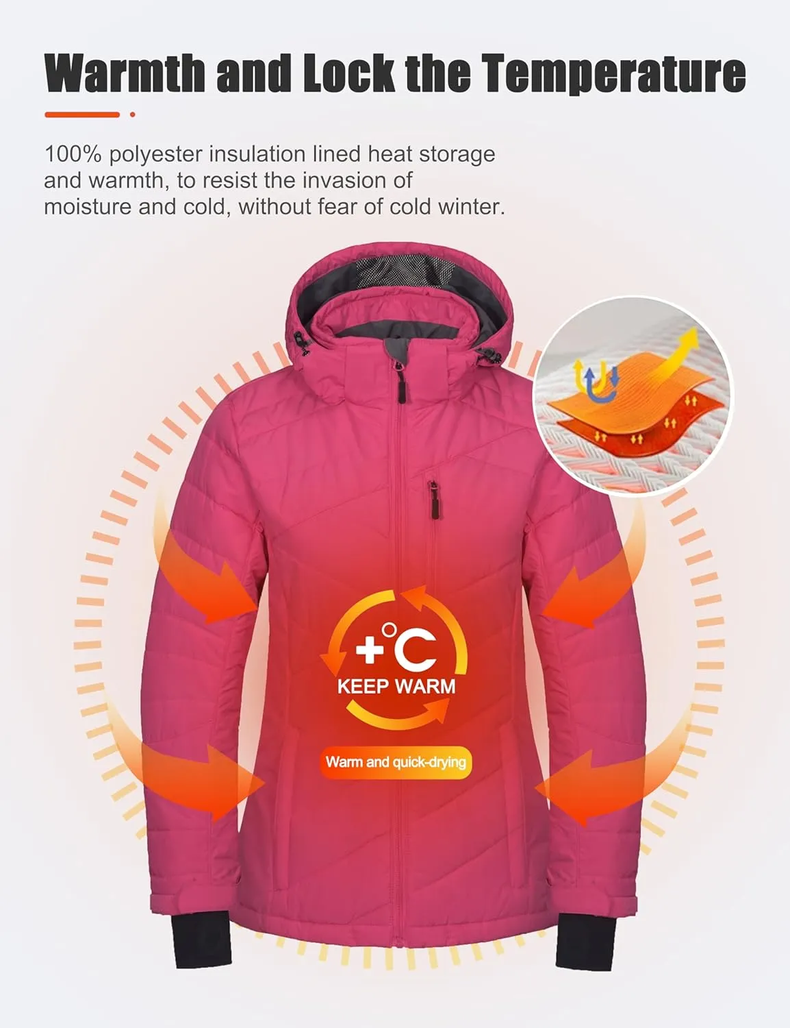 Little Donkey Andy Women's Warm Ski Jacket Water Resistant Insulated Snowboarding Jacket Windproof Winter Snow Coat