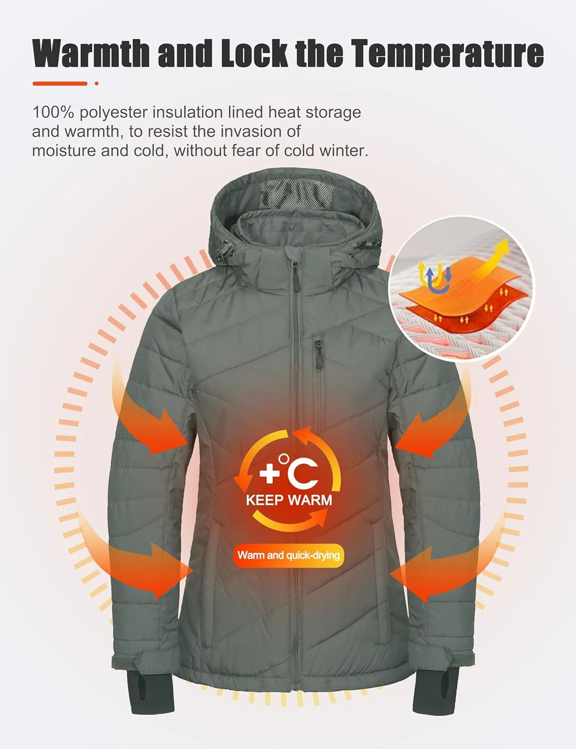 Little Donkey Andy Women's Warm Ski Jacket Water Resistant Insulated Snowboarding Jacket Windproof Winter Snow Coat