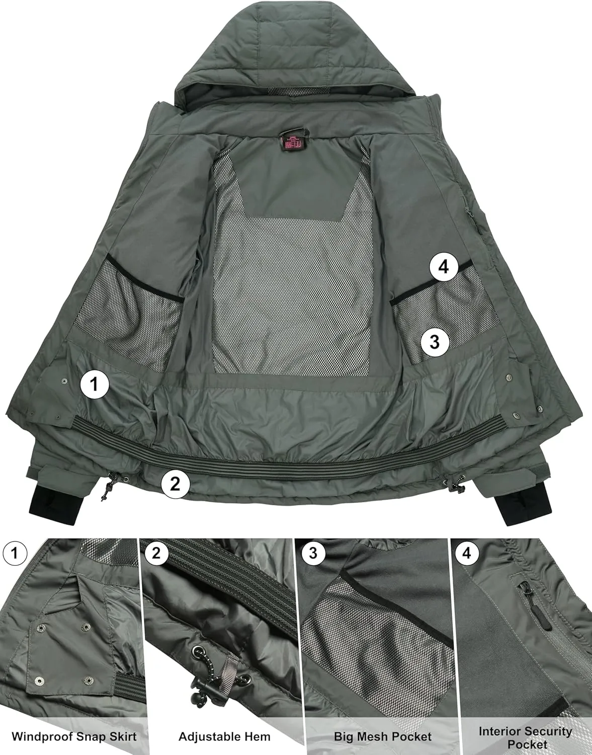 Little Donkey Andy Women's Warm Ski Jacket Water Resistant Insulated Snowboarding Jacket Windproof Winter Snow Coat
