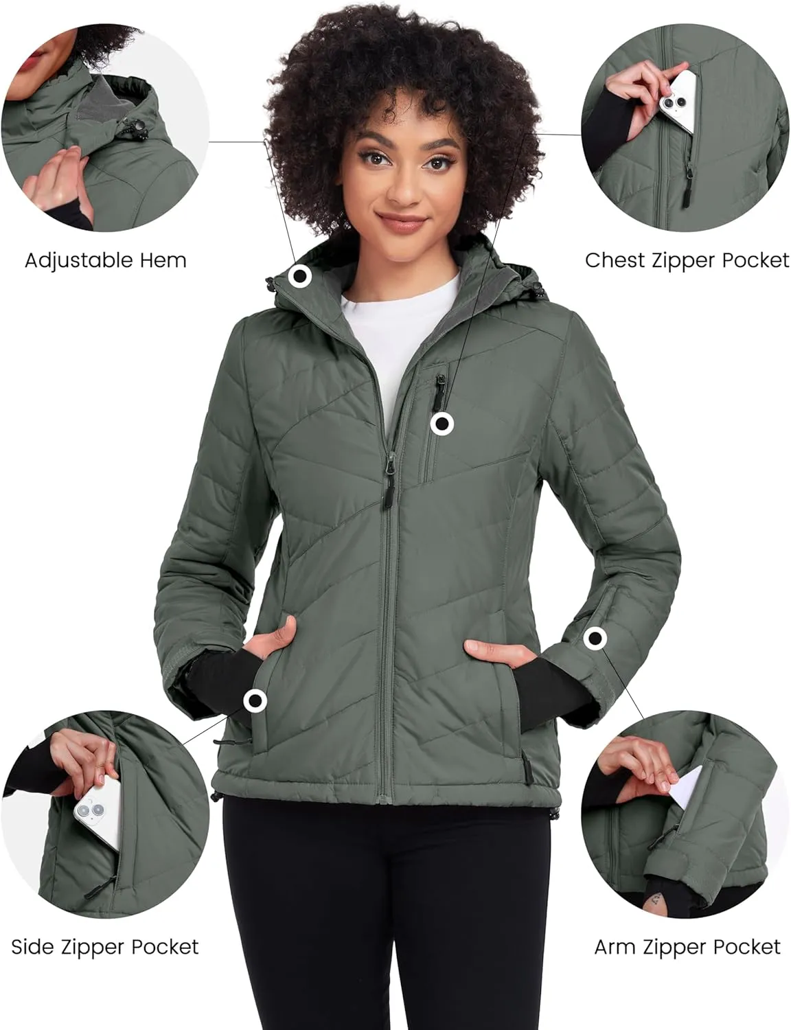 Little Donkey Andy Women's Warm Ski Jacket Water Resistant Insulated Snowboarding Jacket Windproof Winter Snow Coat