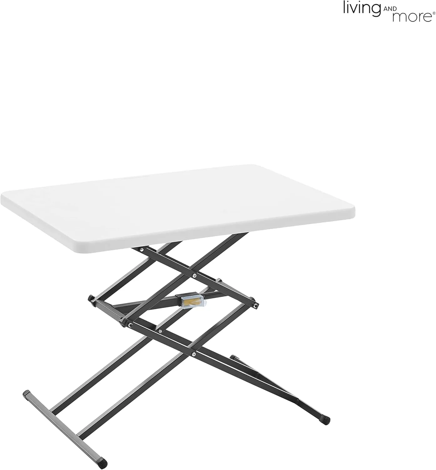 Living and More 28inch Height-Adjustable Personal Table, TV Tray, Portable Dinner Table, Multi-Purpose, Lightweight, No Assembly, Easy Fold and Storage, White