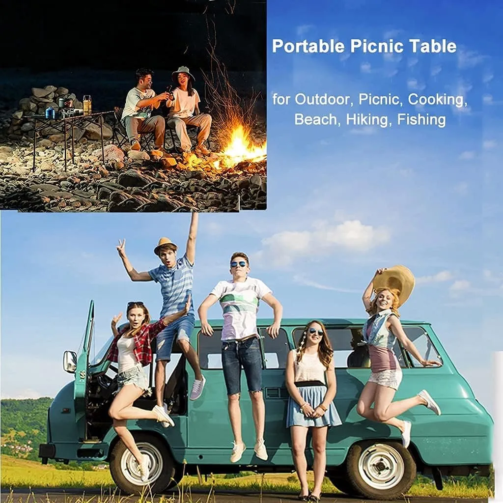 LJYT Lightweight Folding Portable Picnic Camping Table, Aluminum Folding Camping Table Easy Carrying for Indoor,Outdoor,Camping, Beach,Backyard,Party, Patio, Picnic