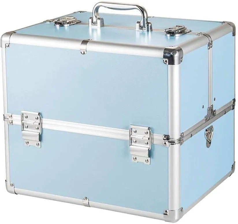 Lockable First Aid Case, 3-Layer Large Capacity Household Medical Storage Box, Secure Frame Medical Box, Blue
