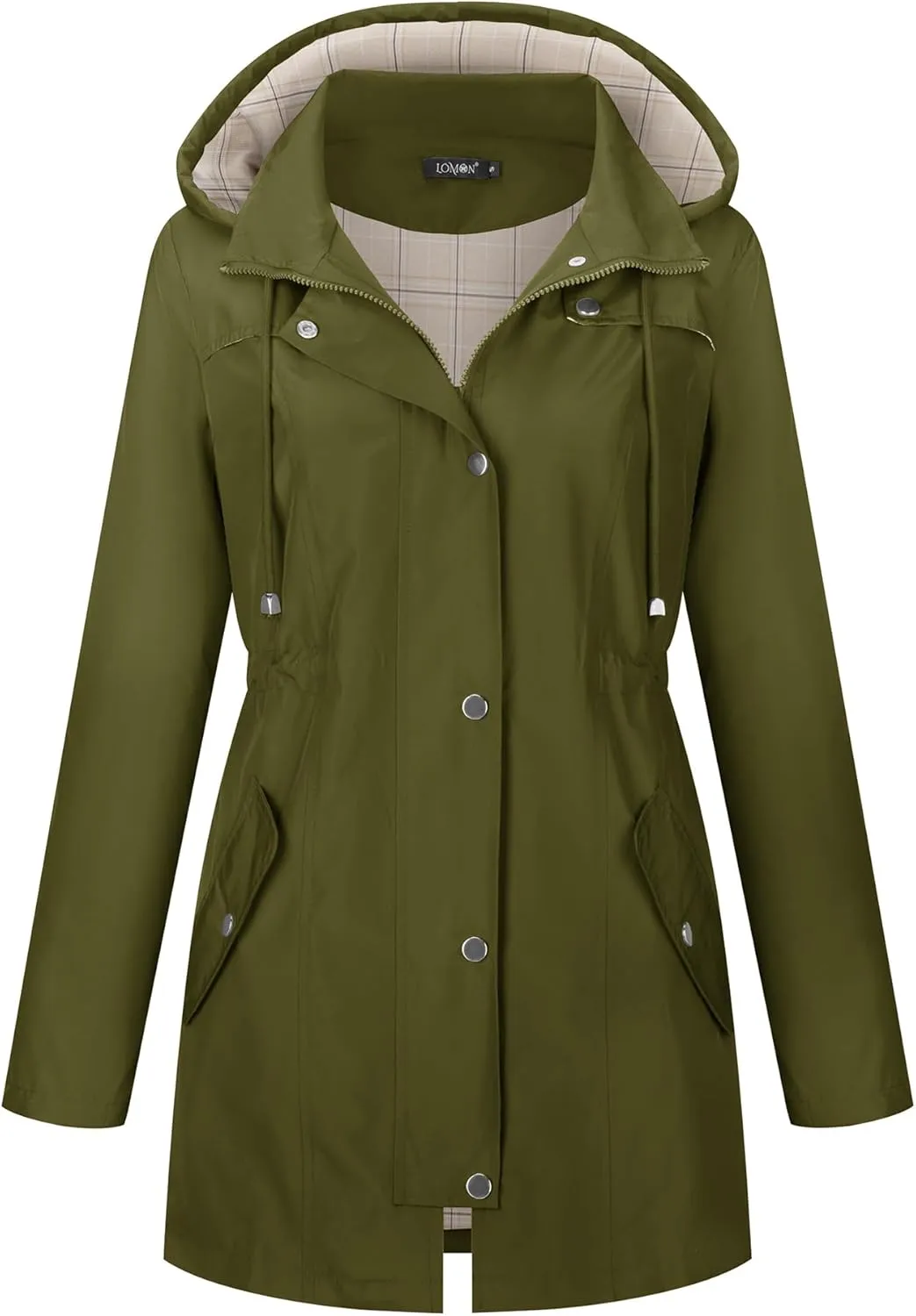 LOMON Women Waterproof Outdoor Hiking Raincoat Women Lined Rain Jacket Lightweight Hooded Jackets Trench Coats