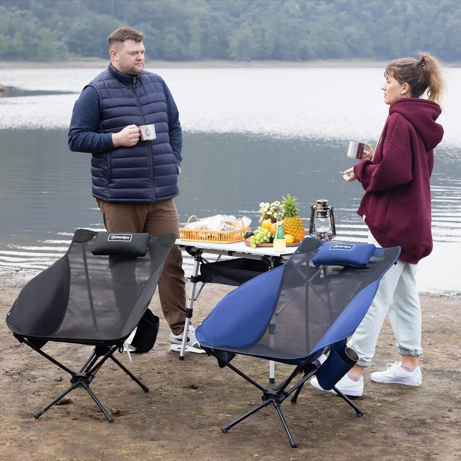 Lounge Camping Chair for Adults Aluminum Ultralight Camp Chair Reclining Comfortable Chair Mesh High Back Lawn Chair for Office,Sports,Camping,Hiking,Lawn,Picnic,Beach