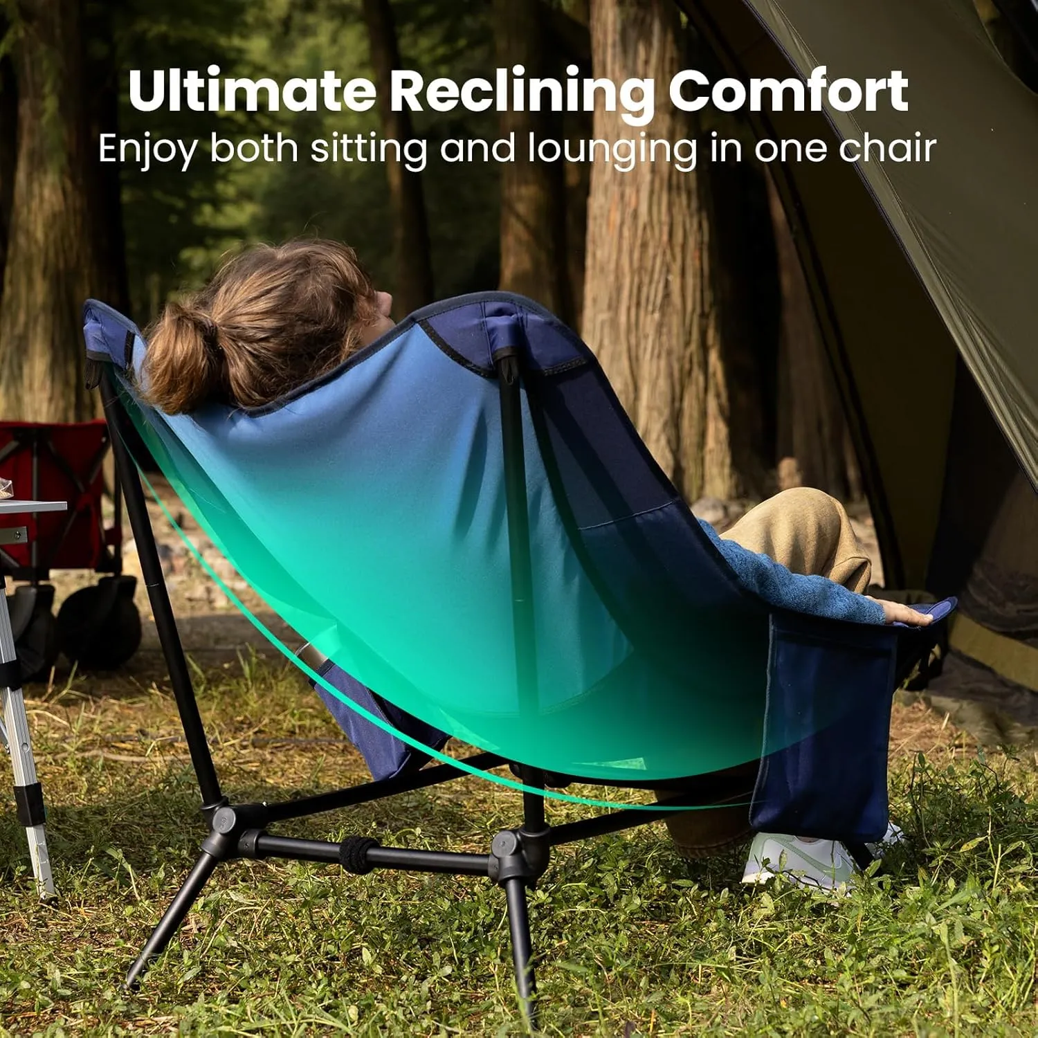 Lounge Camping Chair for Adults Aluminum Ultralight Camp Chair Reclining Comfortable Chair Mesh High Back Lawn Chair for Office,Sports,Camping,Hiking,Lawn,Picnic,Beach