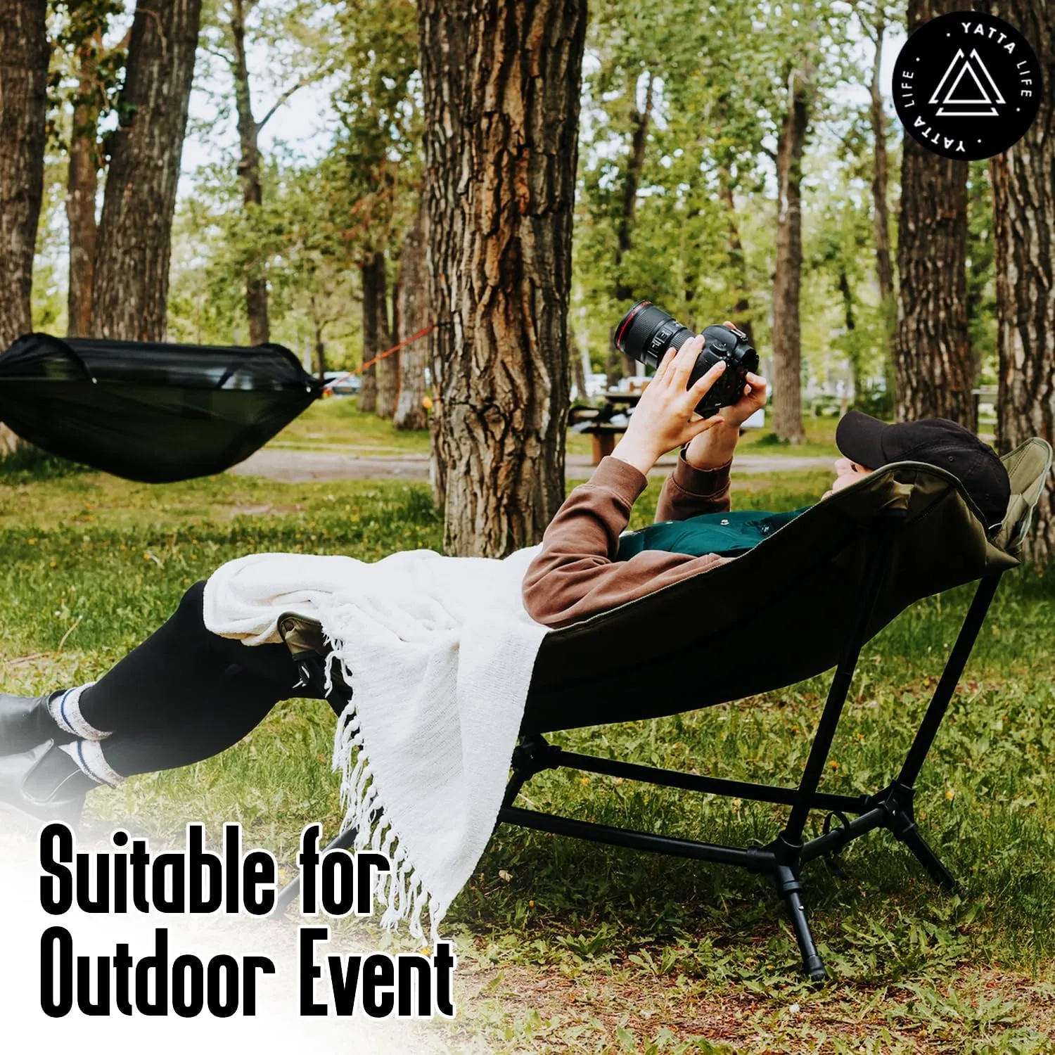 Low Back Folding Camping Chairs for Adults with Storage Pouches & Carrying Case - Foldable Lawn Chairs, Beach Chair, Fishing Chair, Portable Lightweight Outdoor Chair. (Army Green)