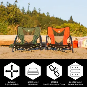 Low Profile Folding Aluminum Camping Chair for Beach, Picnic, Barbqeues, Sporting Events with Carry Bag, Black