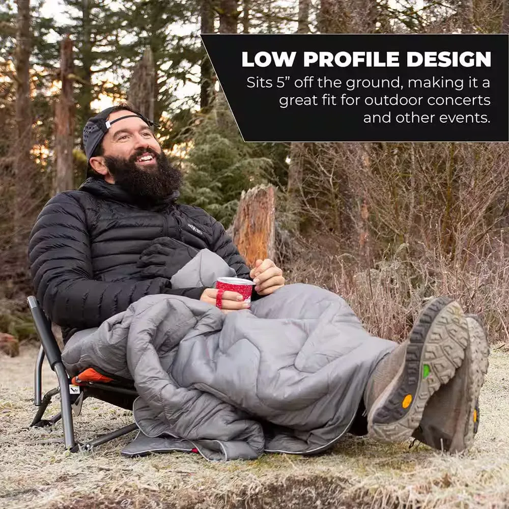 Low Profile Folding Aluminum Camping Chair for Beach, Picnic, Barbqeues, Sporting Events with Carry Bag, Black