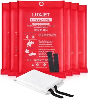 LUXJET Fire Blanket Emergency for Home Kitchen 6 Pack Fiberglass Suppression Fire Blanket, Survival Gear for Camping, Kitchen, Boat, Car & Office, Amusement Building