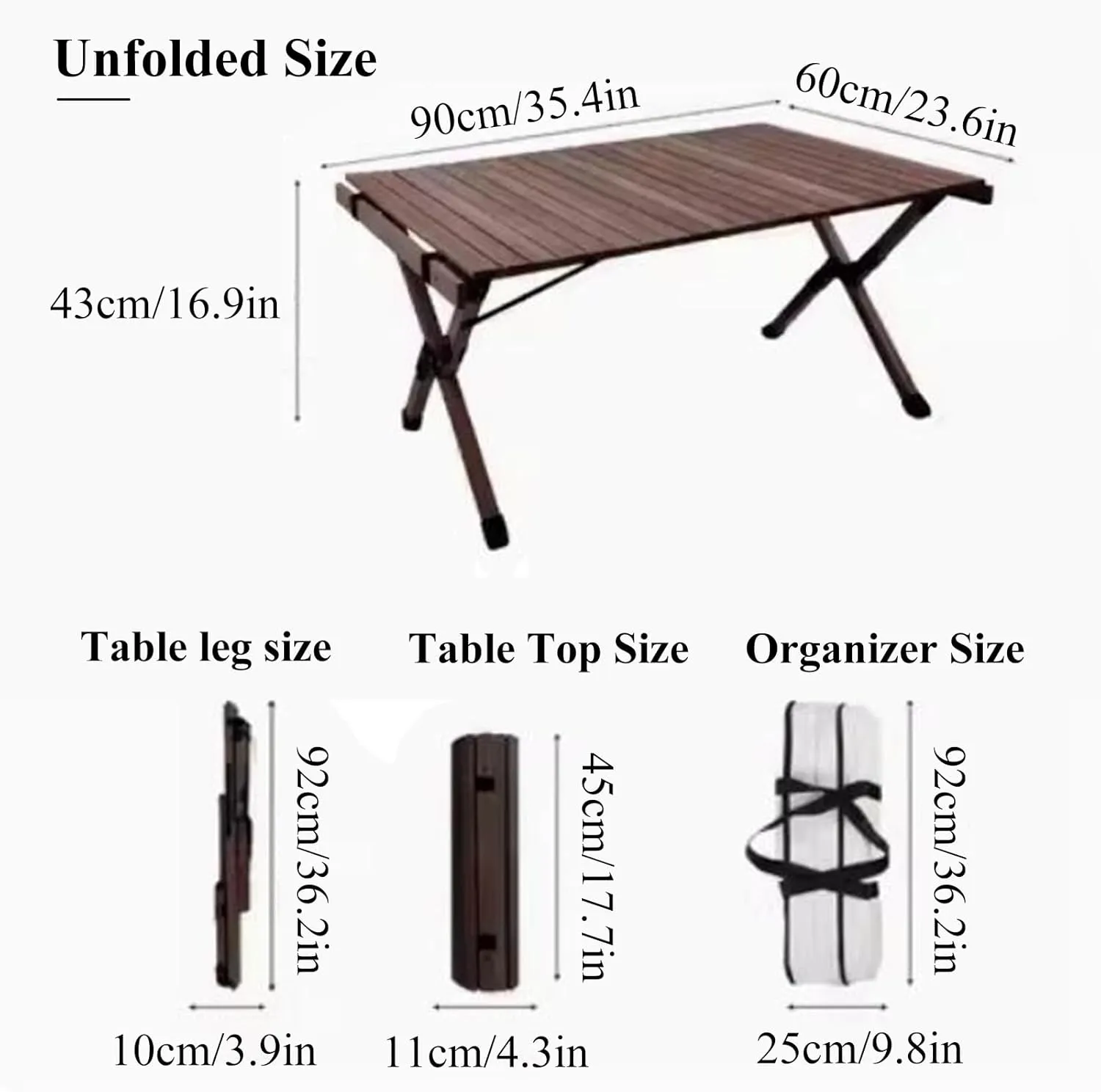Luxury Camping Table Roll Up Camping Table Wood Folding Picnic Table with Carry Bag Lightweight for Indoor & Outdoor Party