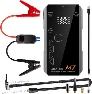 M7 All-in-One Car Battery Jump Starter with Air Compressor, 12V Portable Jump Box for up to 8.5L Gasoline and 6.5L Diesel Engines, 150PSI Digital Tire Inflator, 60Wh Power Bank, Flashlight
