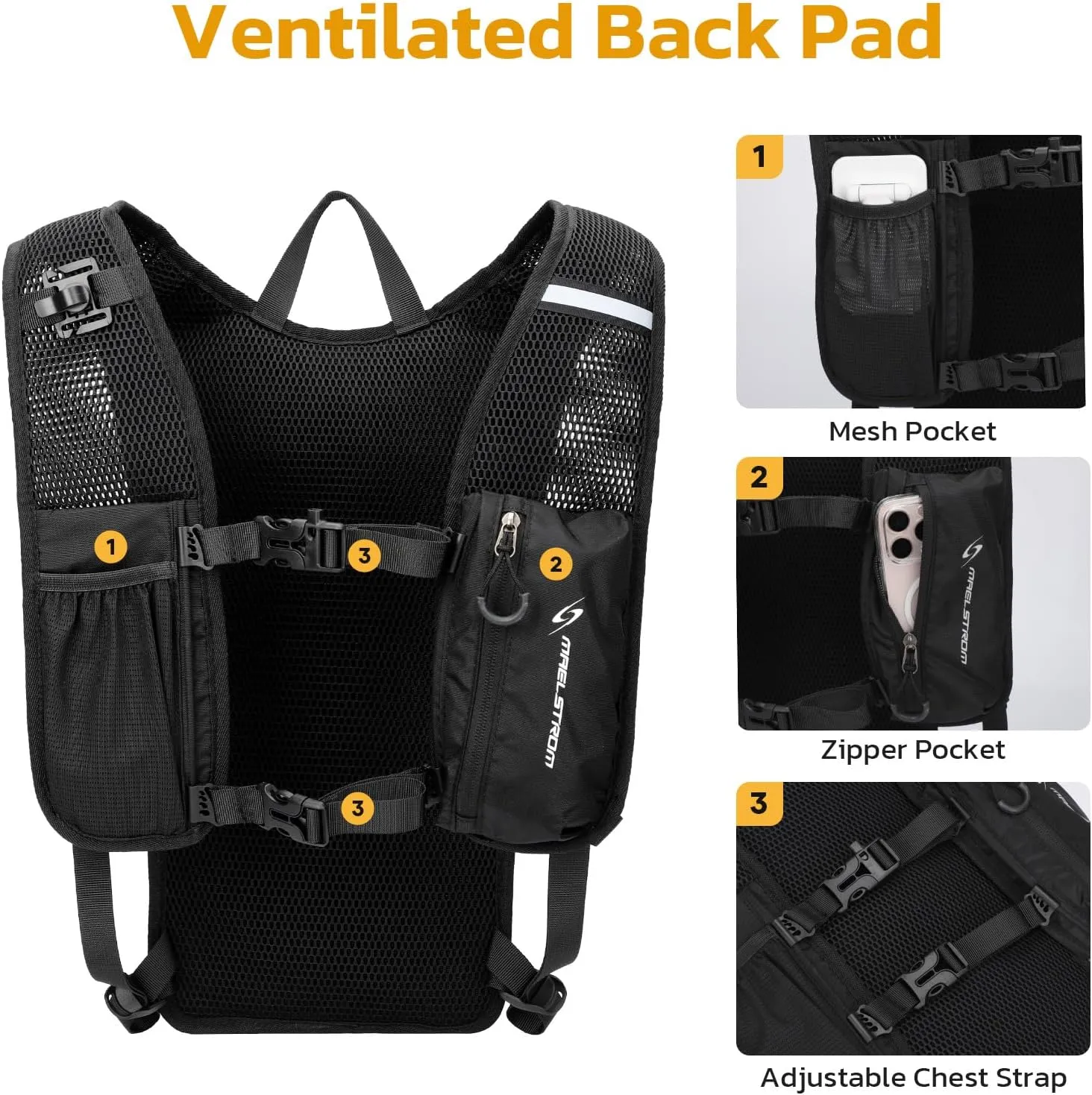 Maelstrom Hydration Backpack, Hiking Backpack with 2L Water Bladder, Running Hydration Vest for Cycling Men Women