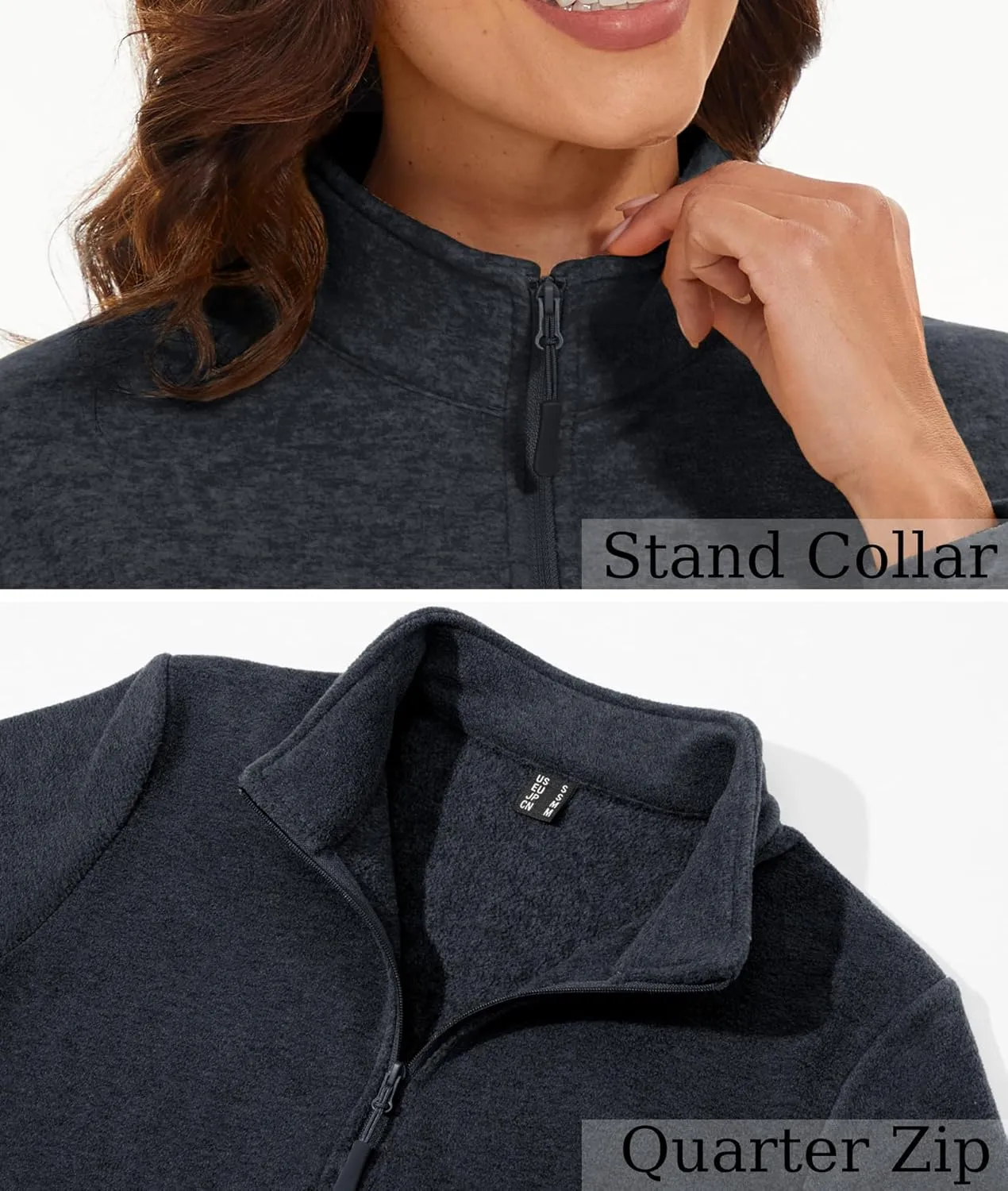 MAGCOMSEN Womens Quarter Zip Pullover Polar Fleece Jacket Soft Lightweight Sweatshirts Long Sleeve Warm Tops