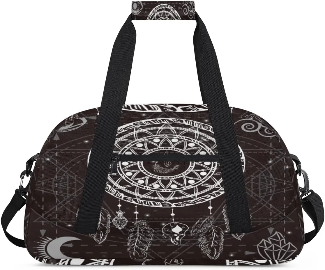 Mandala Dreamcatcher Gym Duffel Bag for Men Women Boho Tribe Sports Tote Bag with Adjustable Shoulder Strap for Dance Gymnastics Traveling Outdoor Camping Overnight Stay
