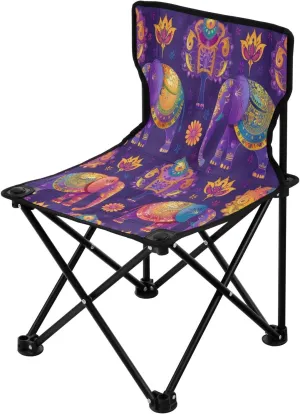 Mandala Flower Pattern Portable Outdoor Folding Chair Anti-Slip Padded Oxford Cloth Stool Camping Chair Small for Beach Hiking Fishing Gardening Quad Camp Chair