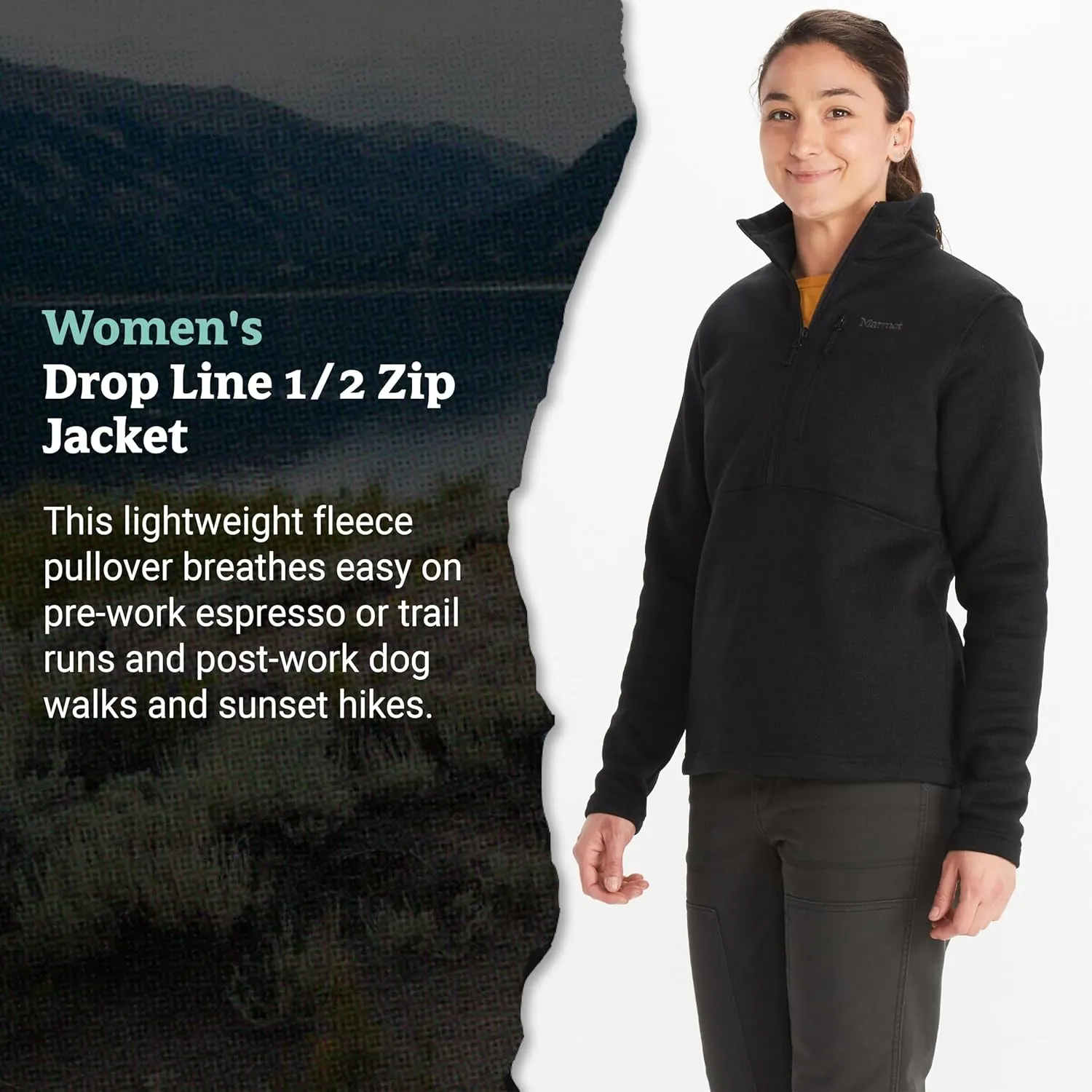 MARMOT Women's Drop Line 1/2 Zip Pullover Jacket - Lightweight, Breathable 100-Weight Sweater Fleece