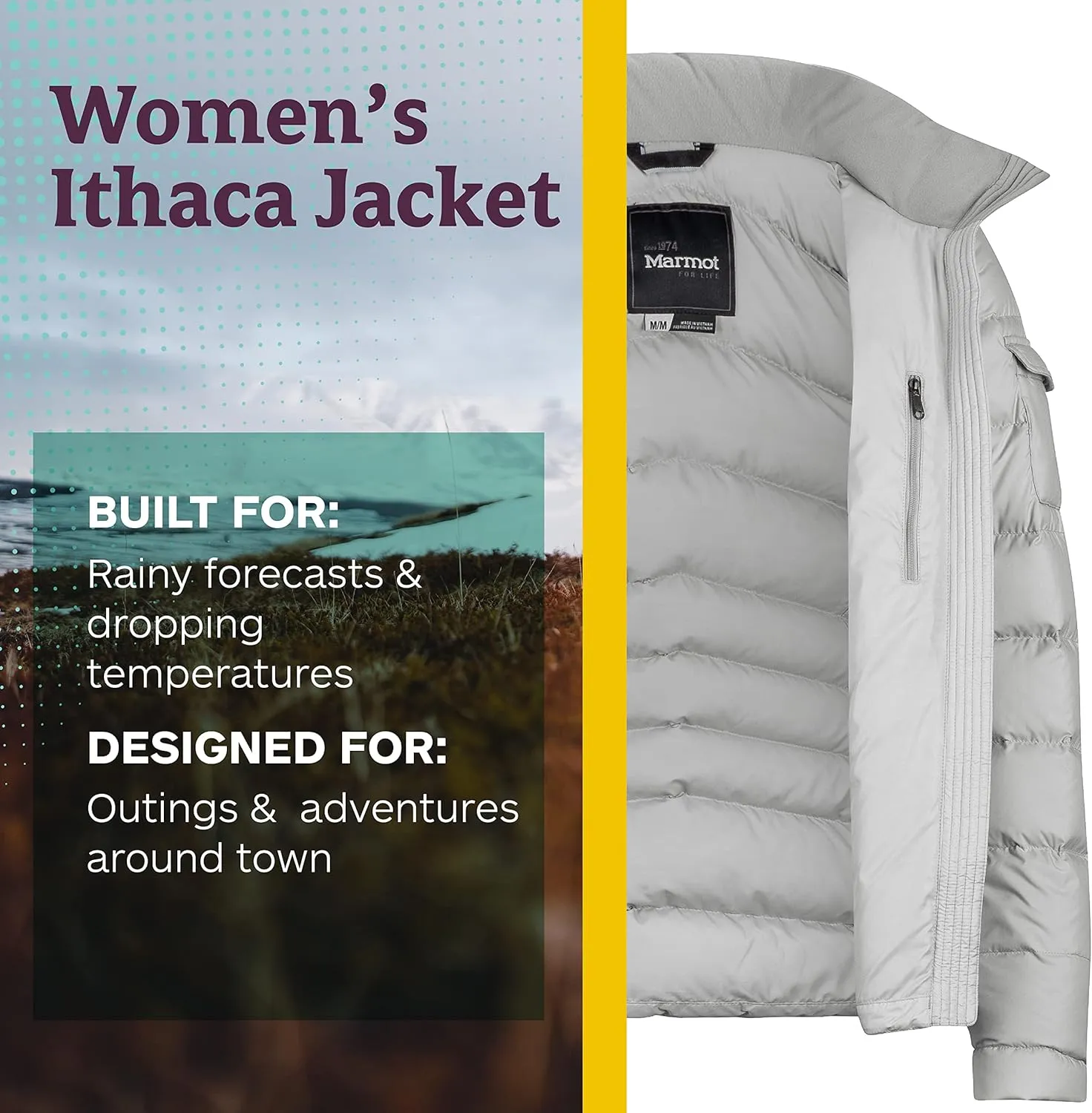 MARMOT Women's Ithaca Jacket - 700-Fill Down-Insulated, Water-Resistant Coat with Zip-Off Hood and Removable Fur Ruff