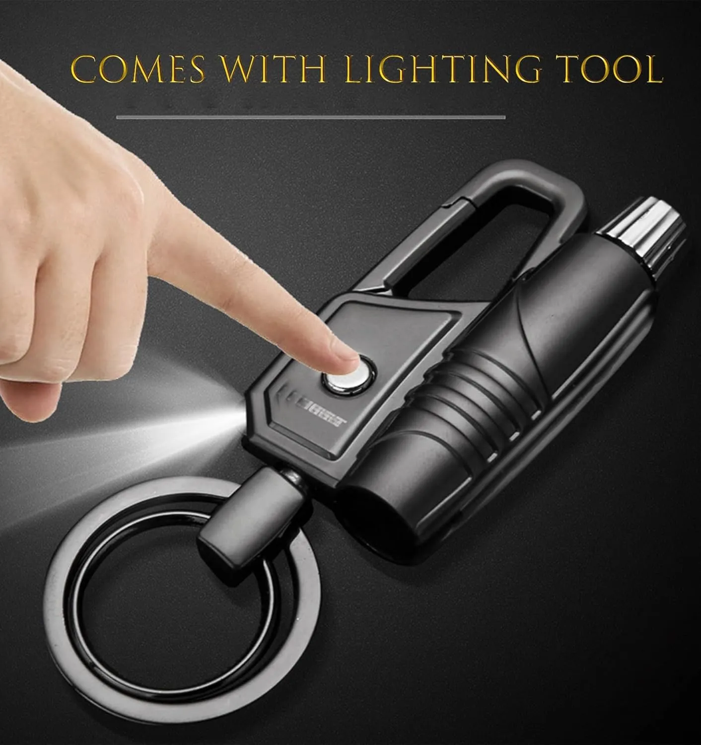 Matchstick Permanent Match Strike with Flashlight, Emergency fire Starters Waterproof Forever Lighter ，Reusable lighters for Camping Tactical Survival Gear Gadgets(Gold)