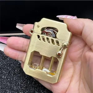 Mecha Metal Rocker Lighter, Vintage Trench, Retro Kerosene Table Lighter for Men