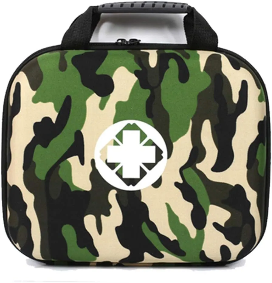 Medical Empty First Aid Pouch Medical Bag Portable with Handle Suitable for Household Outdoor Earthquake, Emergency kit for Vehicles （Size: 25.5×21x8cm） (Camouflage)