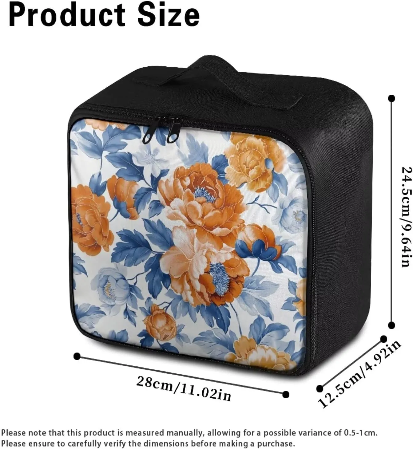 Medium Size First Aid Bag Empty Orange Floral Emergency Medical Bag Empty Trauma Kit Organizer Bag for Hiking Camping Car Travel Home Office Outdoor First Aid Kit Pouch