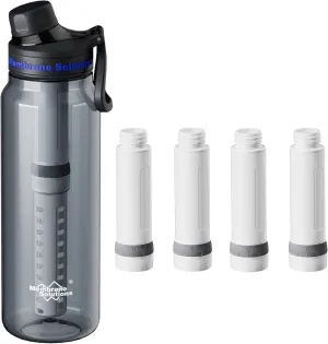 Membrane Solutions C3 36oz ACF UF Filtered Water Bottle with Extra 4 Packs ACF Replacement Filter
