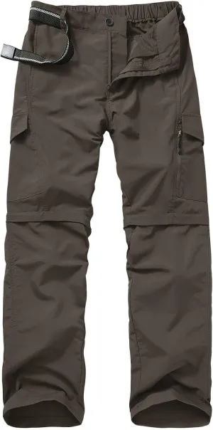 Mens Hiking Pants Quick Dry Lightweight Fishing Convertible Zip Off Safari Trousers