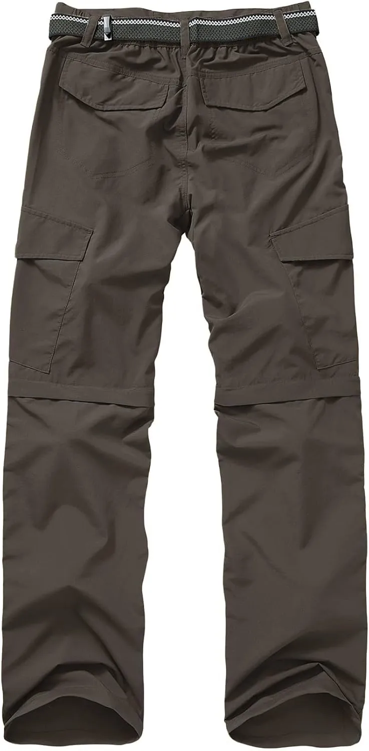 Mens Hiking Pants Quick Dry Lightweight Fishing Convertible Zip Off Safari Trousers