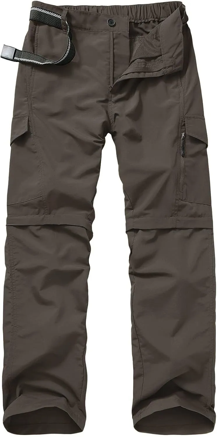 Mens Hiking Pants Quick Dry Lightweight Fishing Convertible Zip Off Safari Trousers