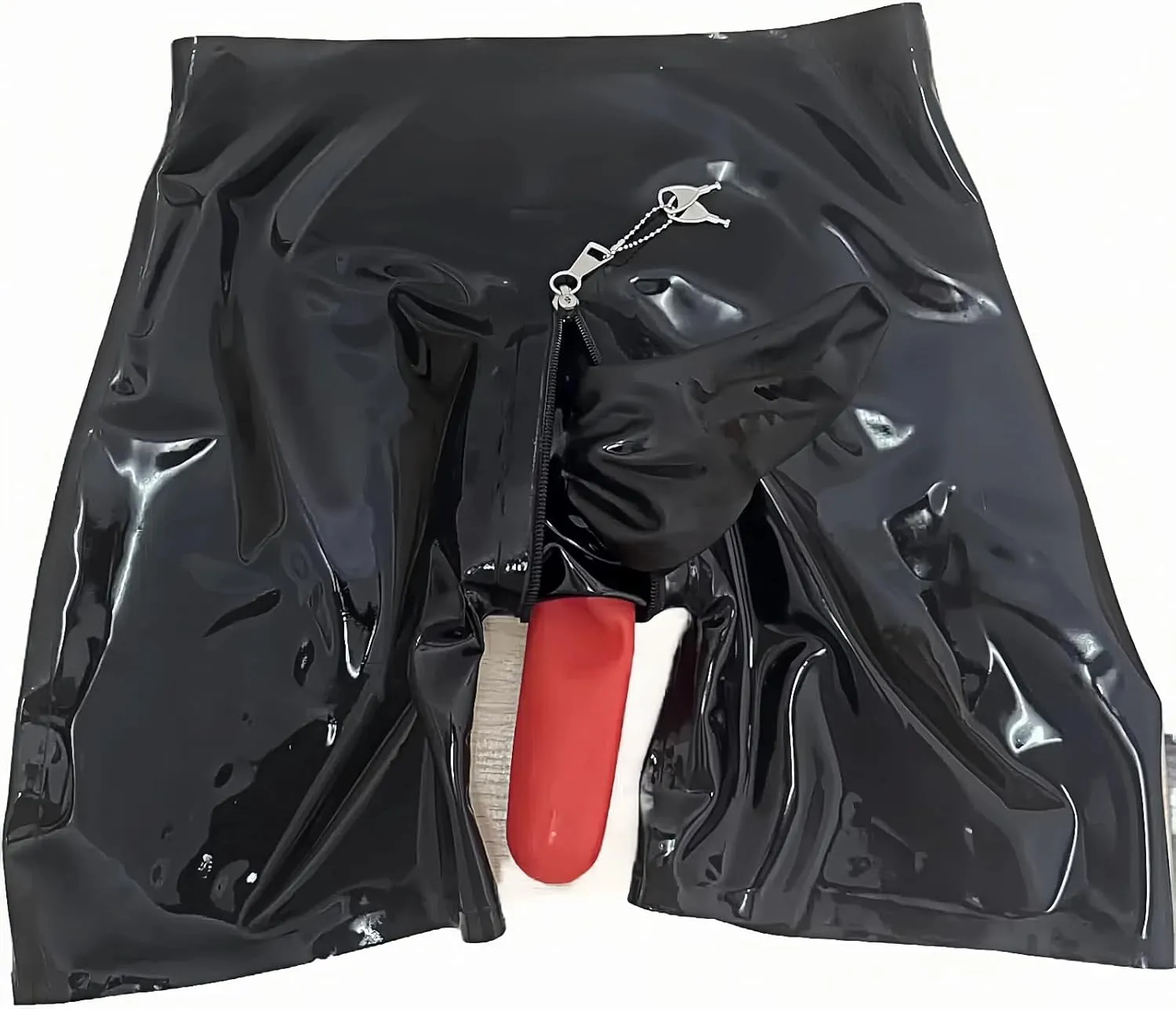 Men's Latex Shorts Boxers with Sheath Condom Lockable Zip Handmade
