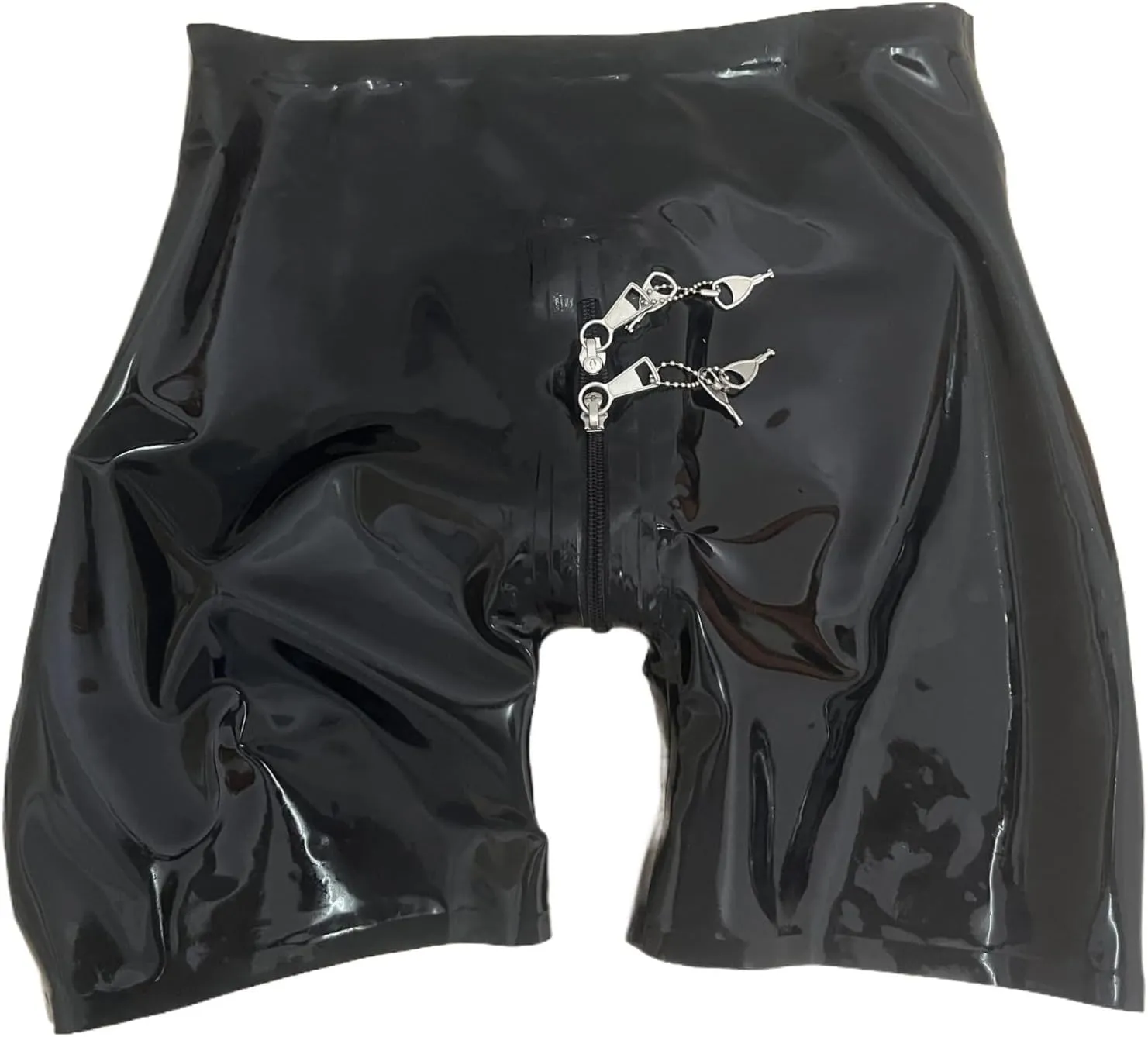 Men's Latex Shorts Boxers with Sheath Condom Lockable Zip Handmade