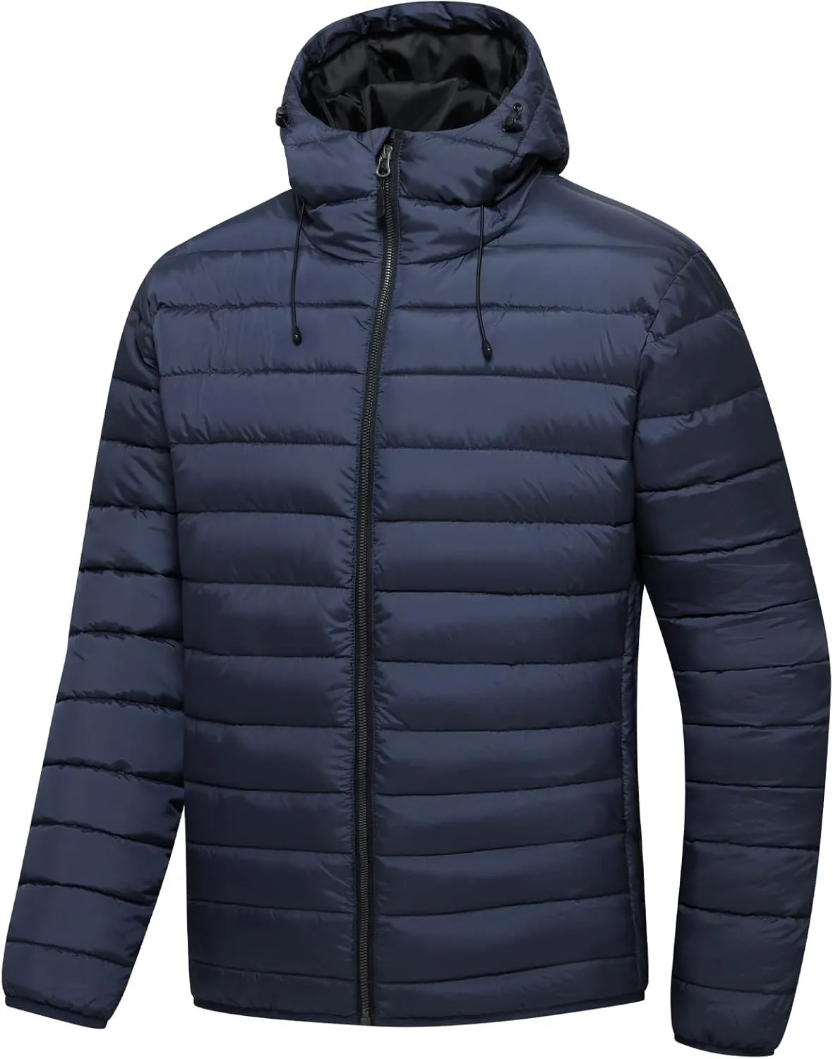Men’s Lightweight Puffer Hooded Jacket Water Resistant Full Zip Insulated Warm Winter Coats