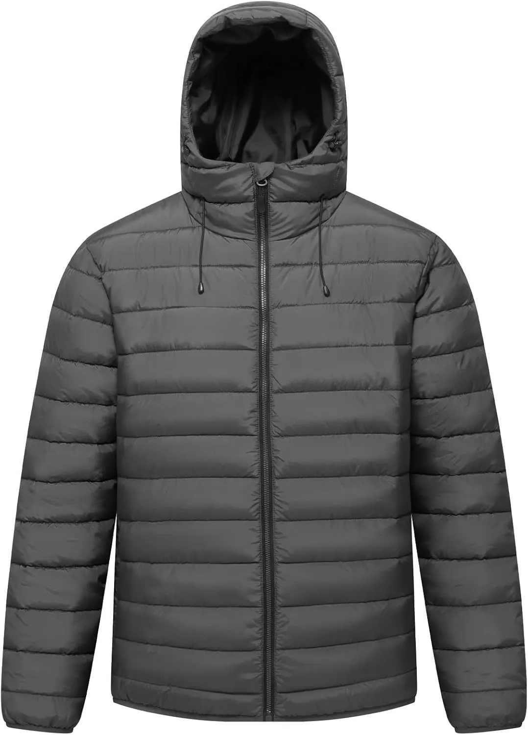 Men’s Lightweight Puffer Hooded Jacket Water Resistant Full Zip Insulated Warm Winter Coats