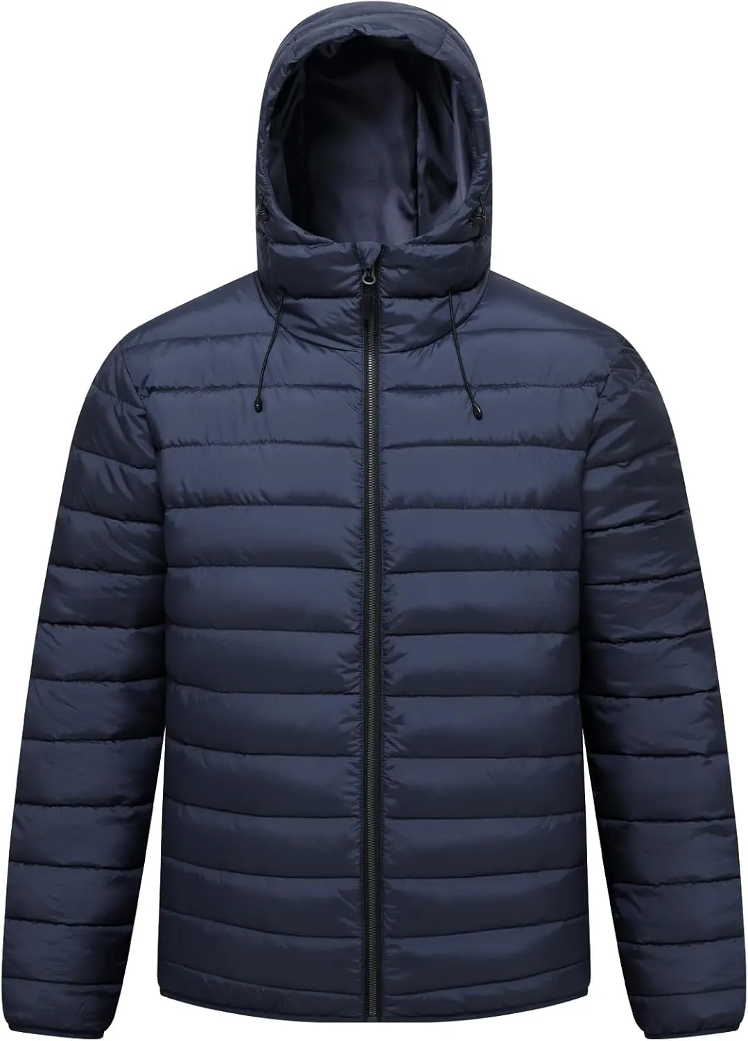 Men’s Lightweight Puffer Hooded Jacket Water Resistant Full Zip Insulated Warm Winter Coats