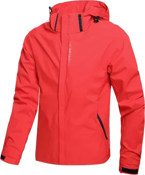 Men's Lightweight Waterproof Rain Jacket,Shell Hooded Outdoor Raincoat Hiking Windbreake jacket