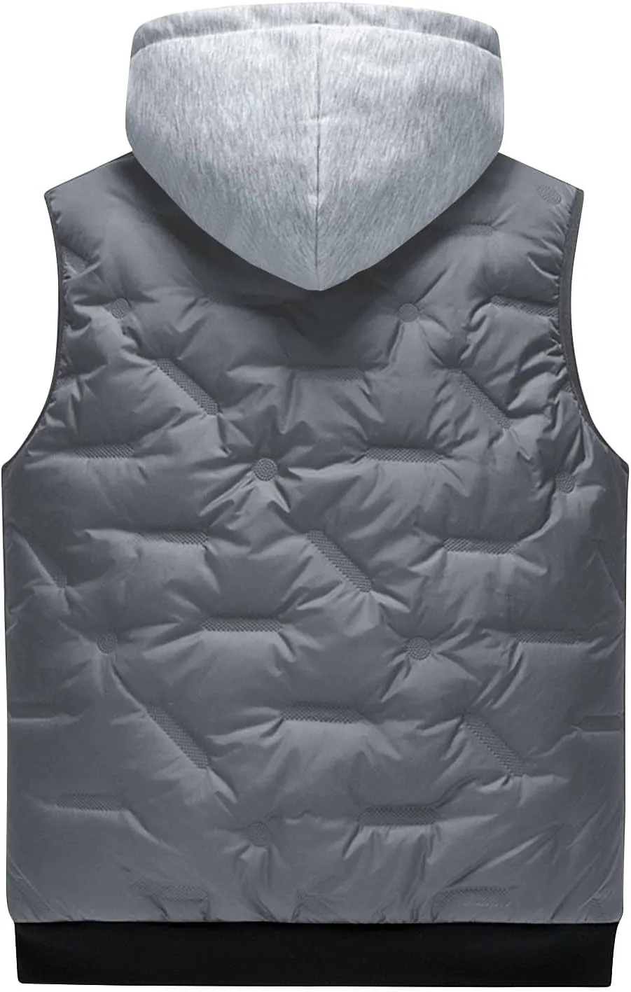 Men's Outdoor Casual Stand Collar Padded Vest Coat with Hood Sports Travel Waterproof Warm Winter Thicken Jacket