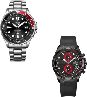Men's Pro Diver Mechanical Watch and Men's Sports Black Quartz Watch with Luminous Hands, Easy Read Classic Wrist Watch
