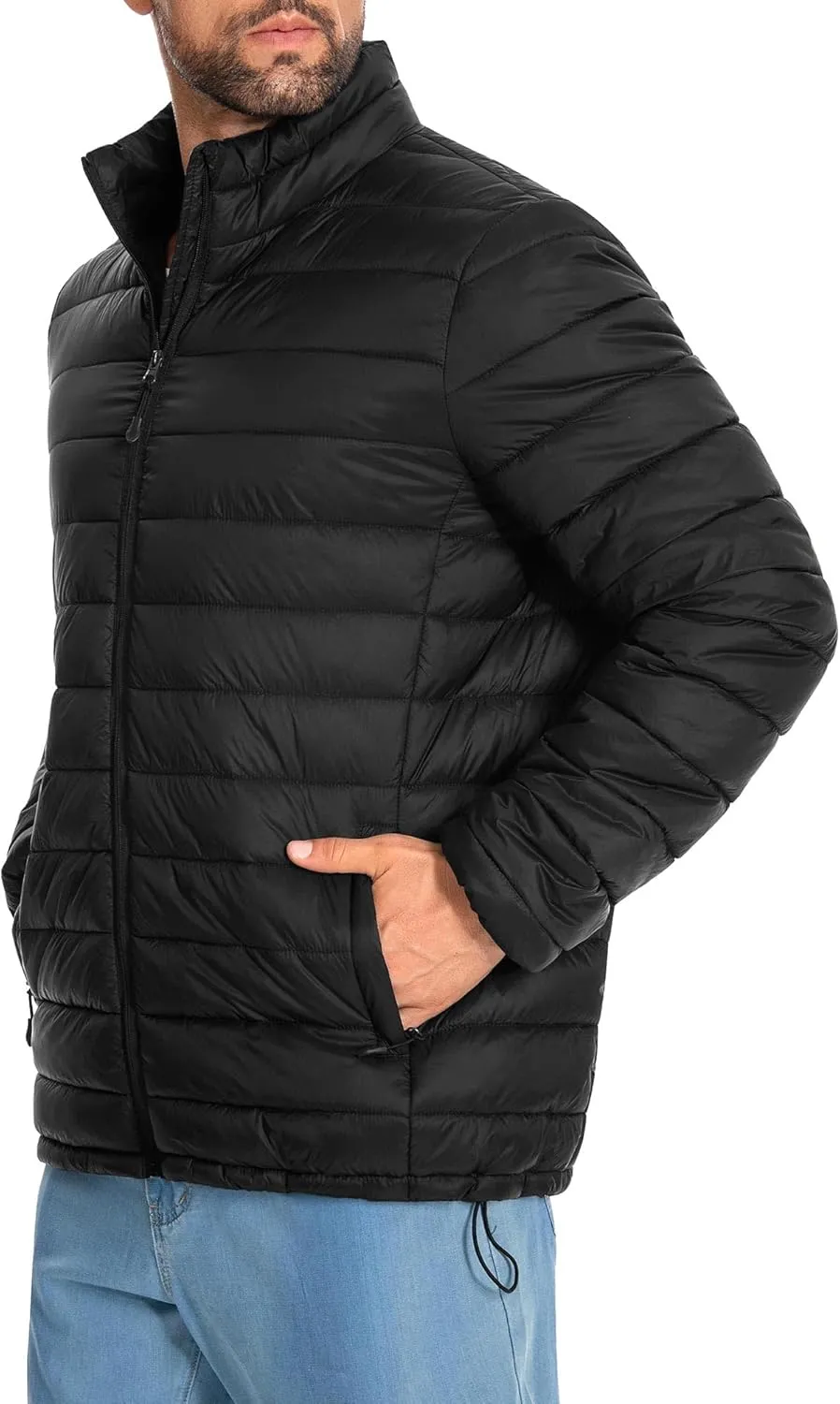 Men's Puffer Jacket Lightweight Warm Winter Jackets for Men Windproof Insulated Puffy Coat with 3 Pockets