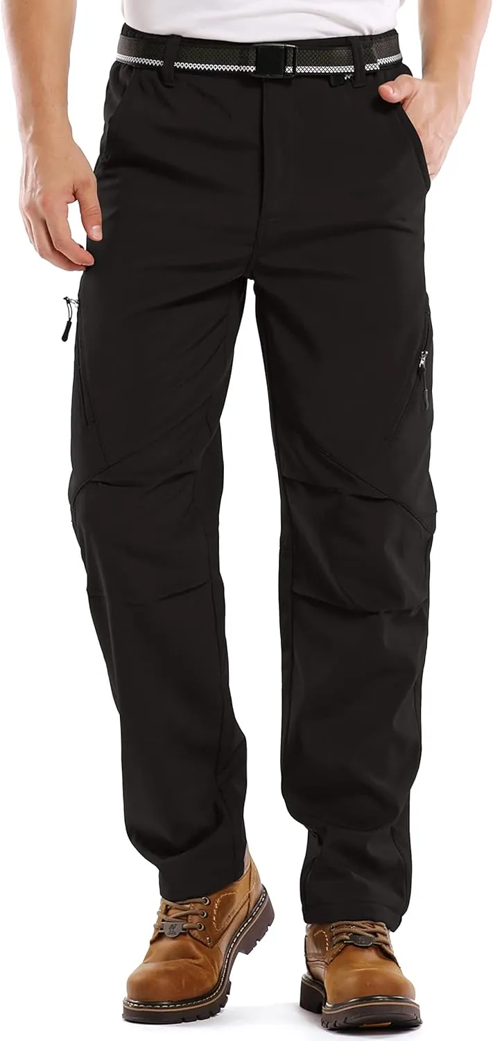 Men's Snow Ski Waterproof Fleece Lined Pants Winter Insulated Outdoor Hiking Mountain Softshell