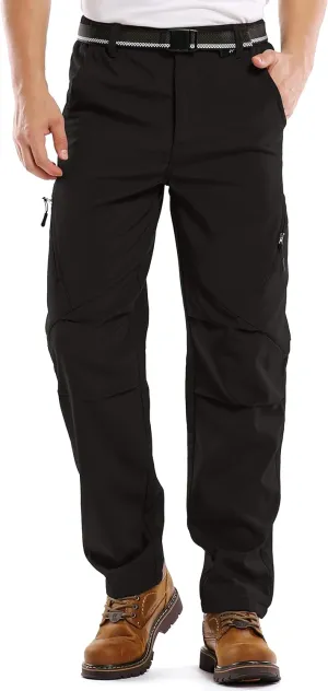 Men's Snow Ski Waterproof Fleece Lined Pants Winter Insulated Outdoor Hiking Mountain Softshell