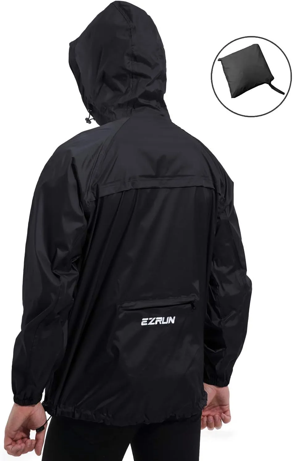 Men's Waterproof Hooded Rain Jacket Running Cycling Hiking Gear Windbreaker Lightweight Packable Raincoat