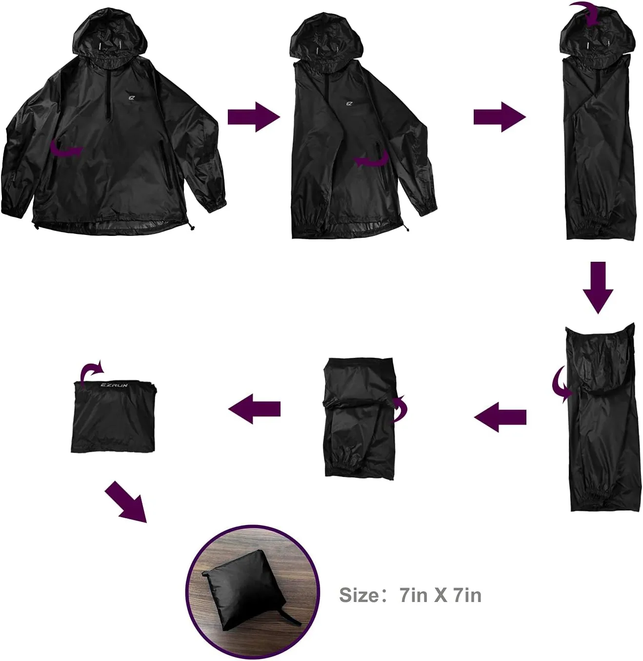 Men's Waterproof Hooded Rain Jacket Running Cycling Hiking Gear Windbreaker Lightweight Packable Raincoat