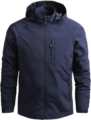 Mens Waterproof Rain Jacket Lightweight Packable Breathable Hooded Shell Jacket Windproof Durable for Hiking Travel Outdoor