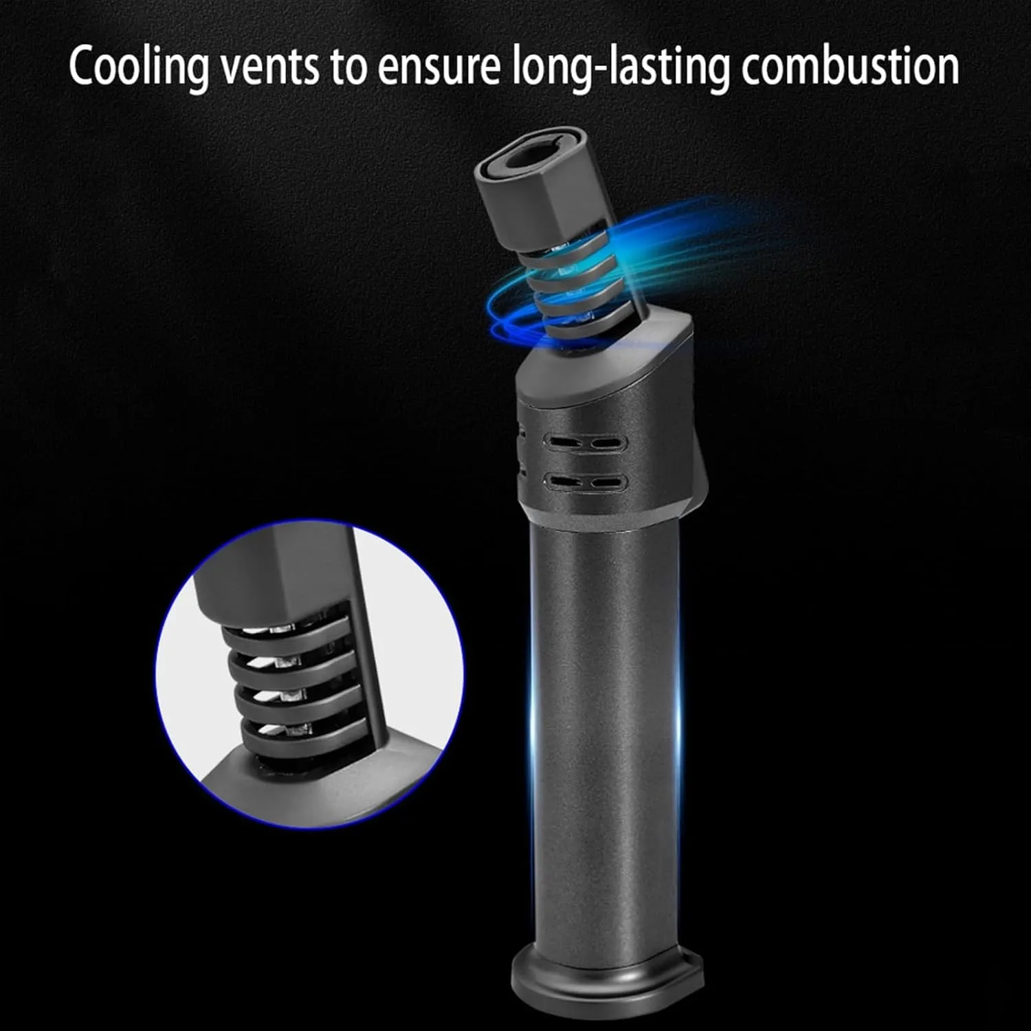 Metal Butane Lighter, Jet Flame Rechargeable Lighter with Safety Lock Adjustable and Lockable Flame, Windproof Lighter for BBQ, Camping, Gifts for Men(A)